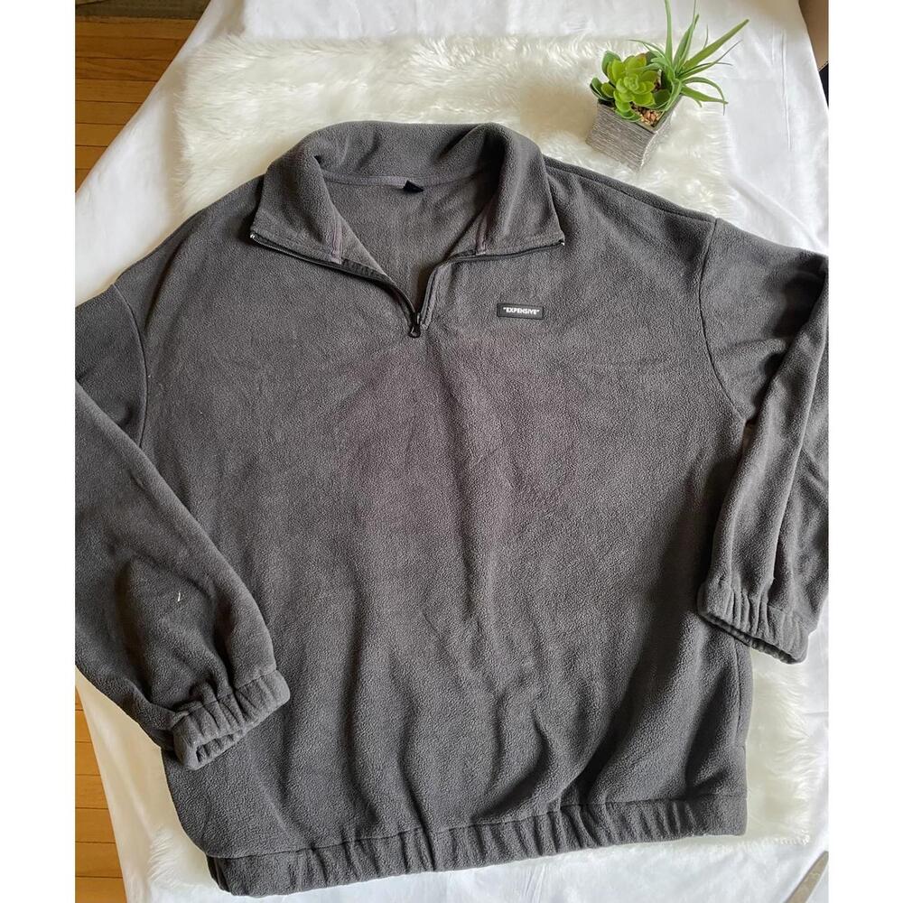 Dazy  Gray Fleece Pullover with 'EXPENSIVE' Patch Size XL